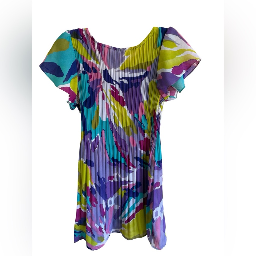 Sunny Leigh Whimsy Multicoloured floral print pleated dress with ruffle trim - Picture 6 of 6